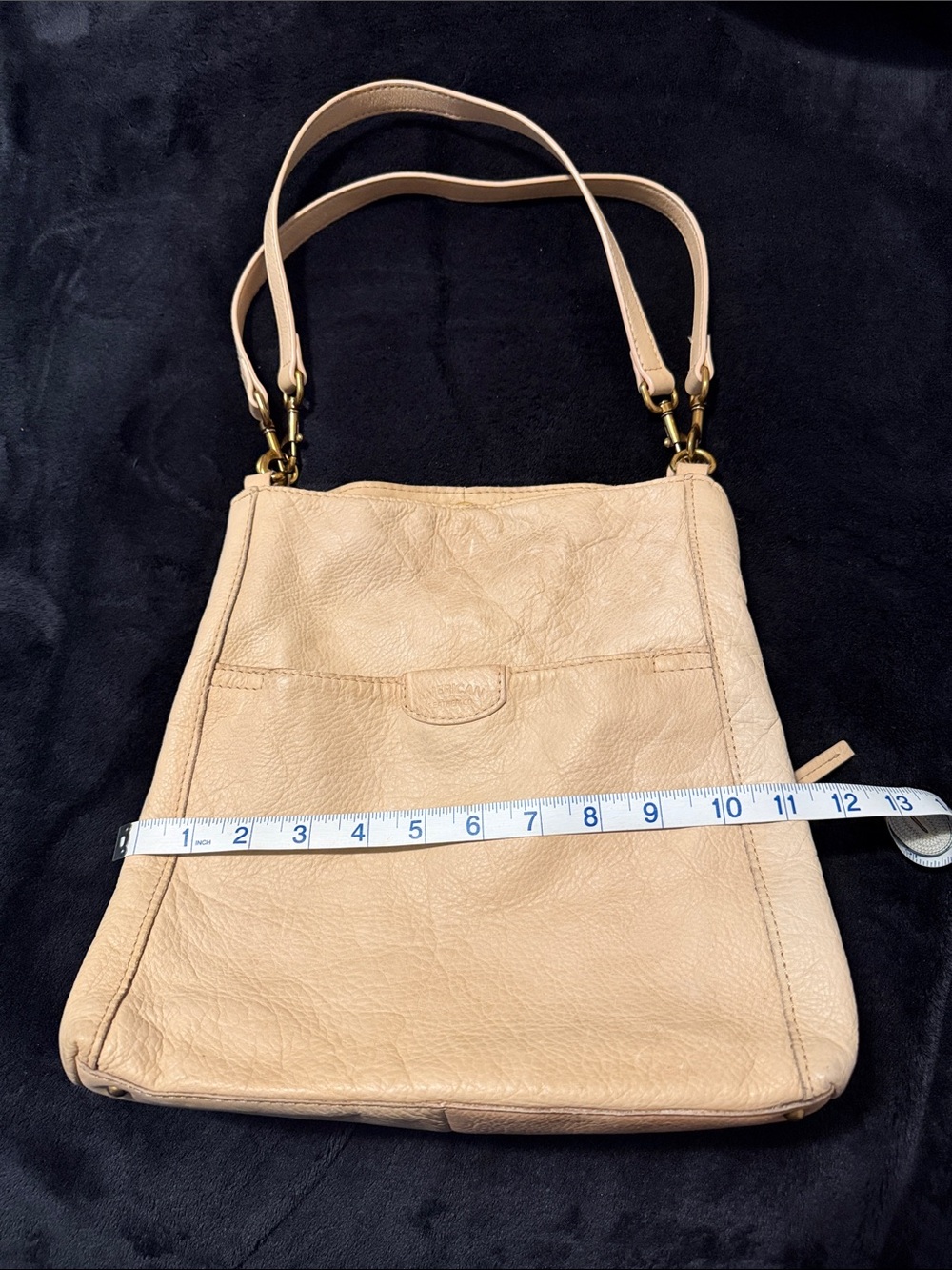 Soft Beige Leather Shoulder Bag with Double Straps